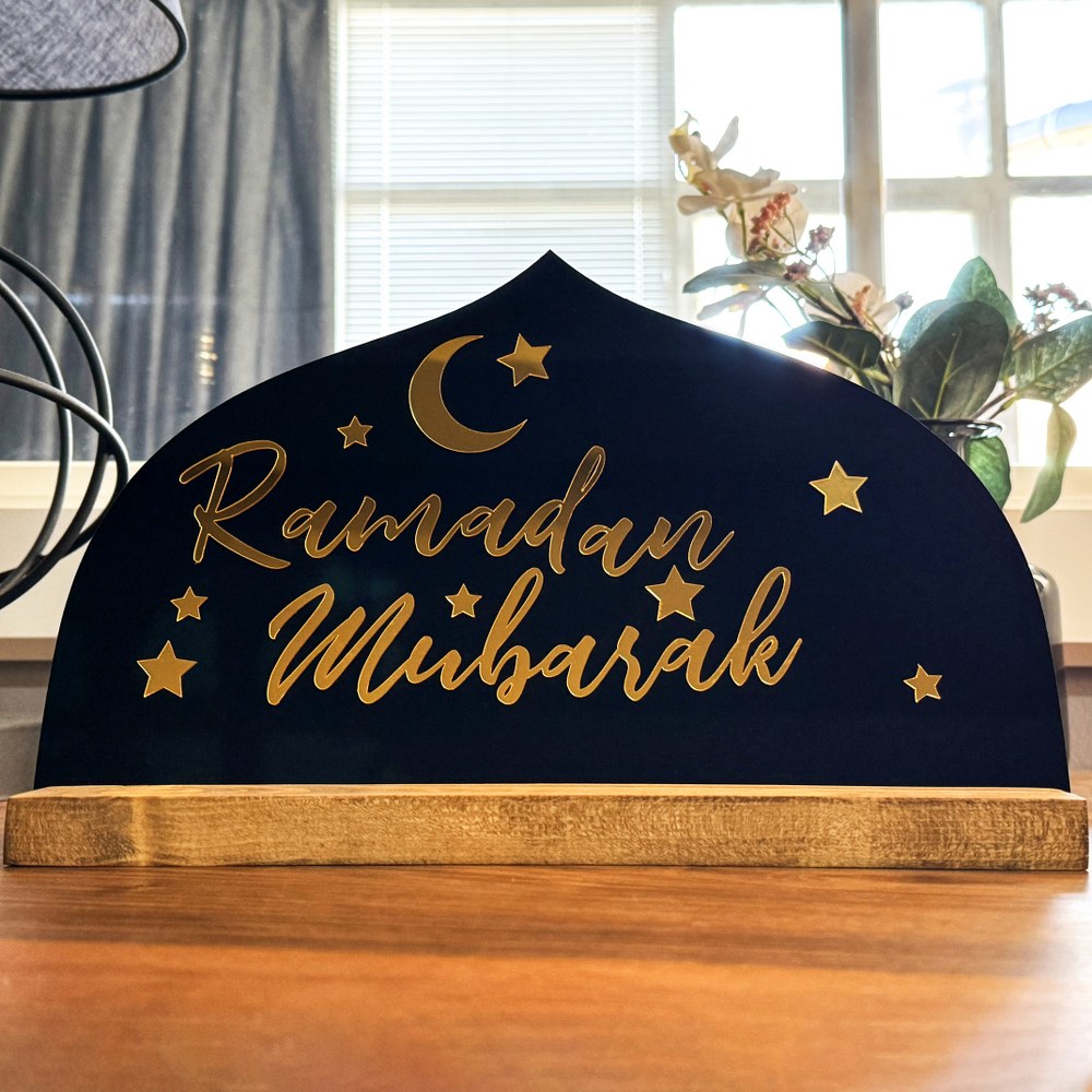 ideal-muslim-gift-ramadan-mubarak-black-plexiglass-latin-tabletop-decor-islamicwallartstore