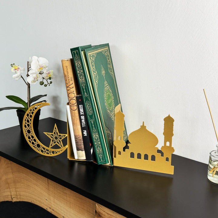 islamic-metal-bookend-with-mosque-crescent-sophisticated-decor-islamicwallartstore