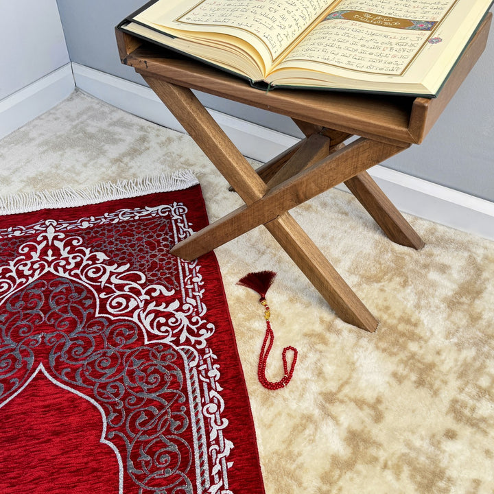 foldable-red-travel-prayer-mat-muslim-gift-sejadah-rug-prayer-beads-accessories-islamicwallartstore