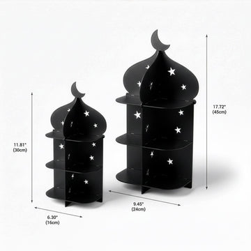 Présentoir minaret en métal – Plateau à dattes et douceurs pour l'iftar du Ramadan