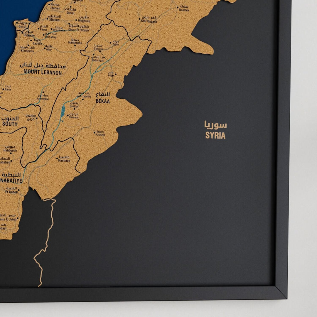 Framed Lebanon Cork Map Premium Wall Decor