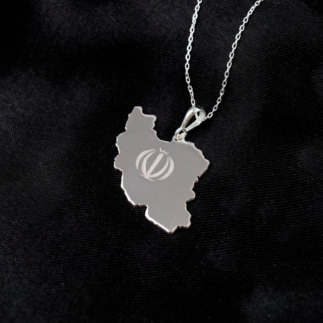 925 silver Iran map pendant