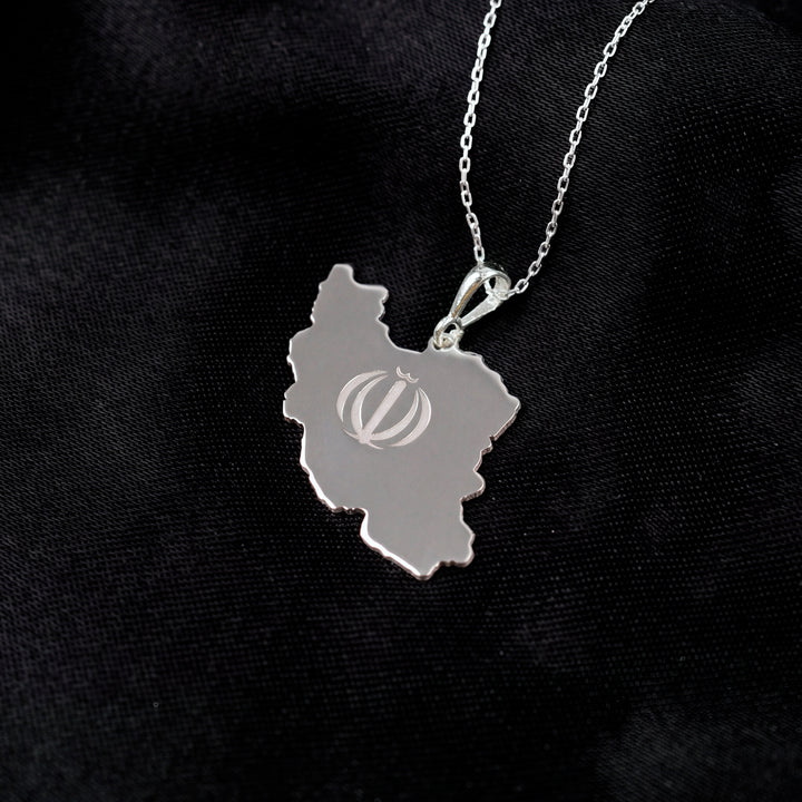925 silver Iran map pendant