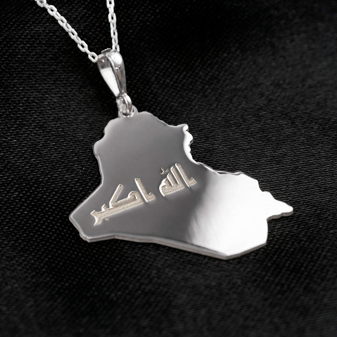 925 silver Iraq map pendant