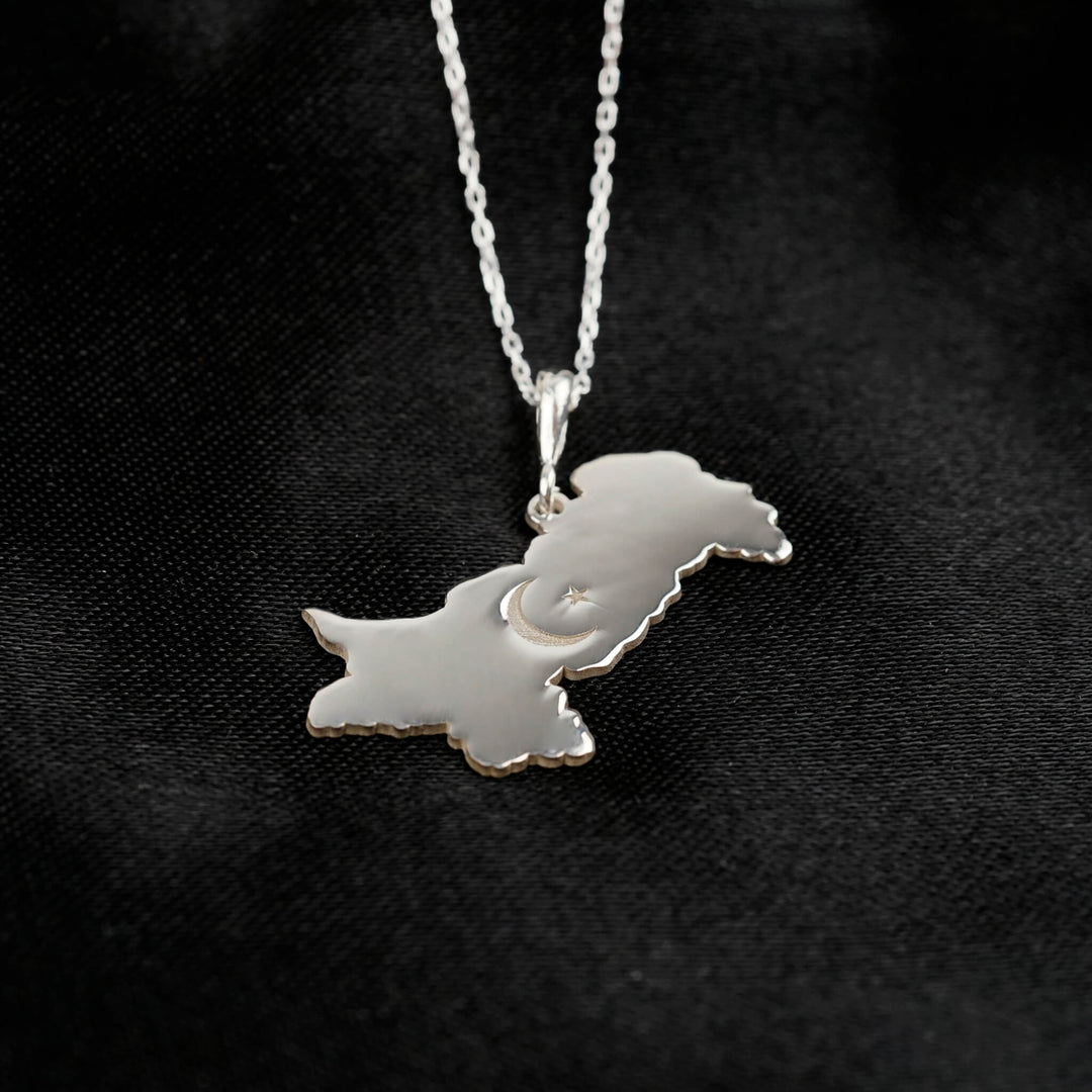 925 silver Pakistan map pendant