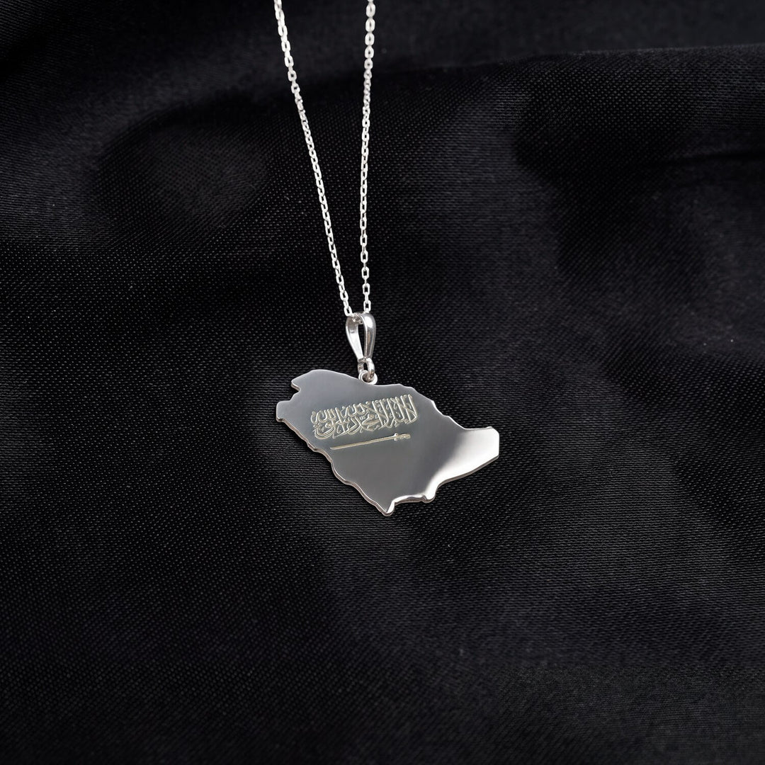 Saudi Arabia Map Necklace - 925 Sterling Silver Pendant
