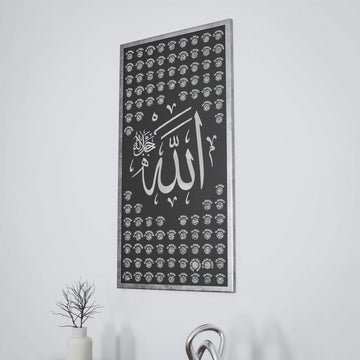 99-names-of-allah-names-of-muhammad-thuluth-calligraphy-silver-islamic-art-set-islamicwallartstore