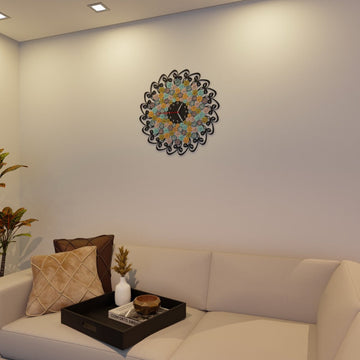 99 Names of Allah with Huwa Metal Islamic Wall Clock - Islamic Wall Art Store