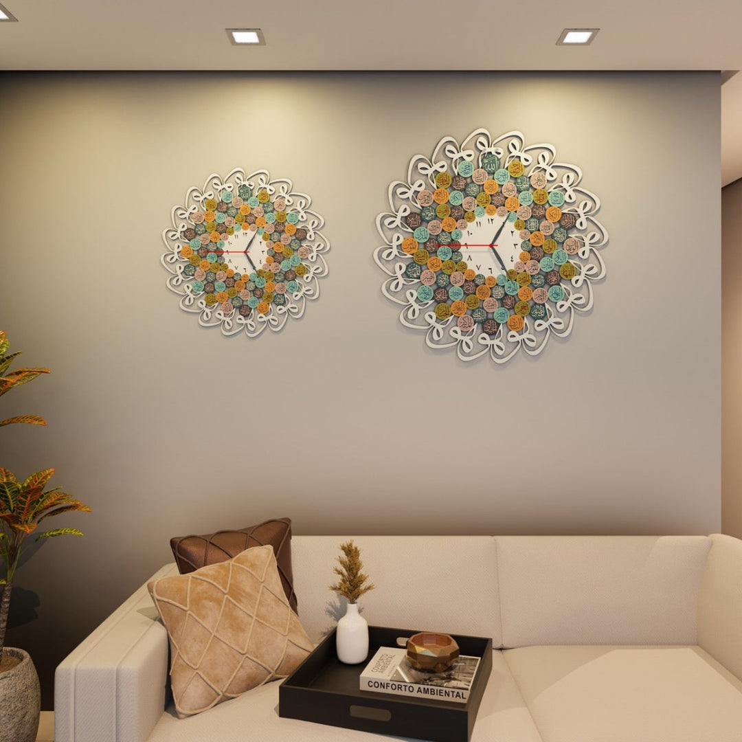 Metal Islamic Wall Clock 99 Names of Allah