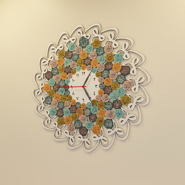99 Names of Allah with Huwa Metal Islamic Wall Clock - Islamic Wall Art Store