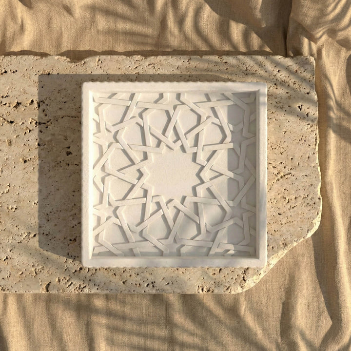 Alhambra Mexuar Pattern Stone Relief – Handmade Islamic Geometric Decor
