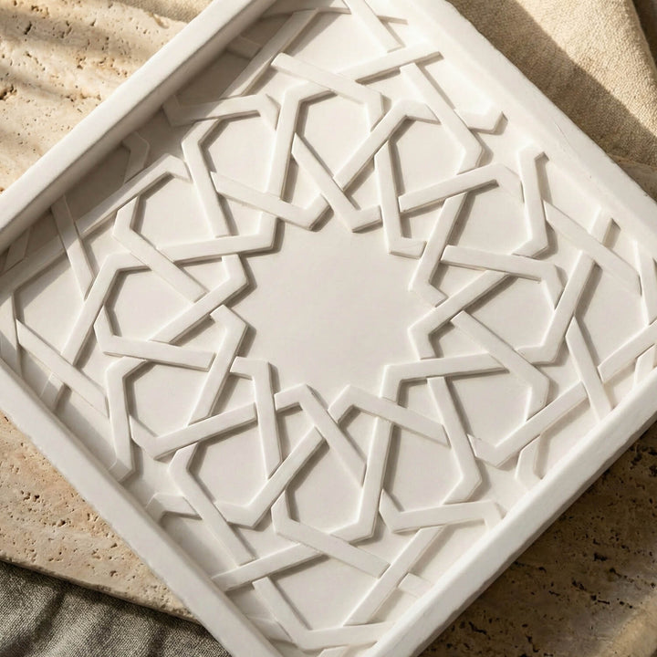 Alhambra Mexuar Pattern Stone Relief – Handmade Islamic Geometric Decor