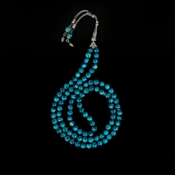 Muslim Prayer Beads | Blue & Black Marbled - Islamic Praying Beads