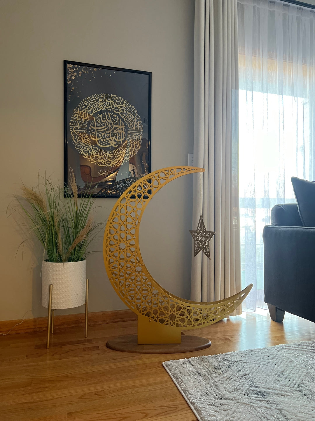 Décoration du Ramadan croissant de lune et étoile - Déco d'intérieur islamique en métal
