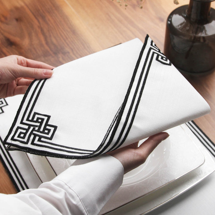 Ramadan Dining Set with Modern Geometric Meander Border for 6 Persons 24 Piece Set