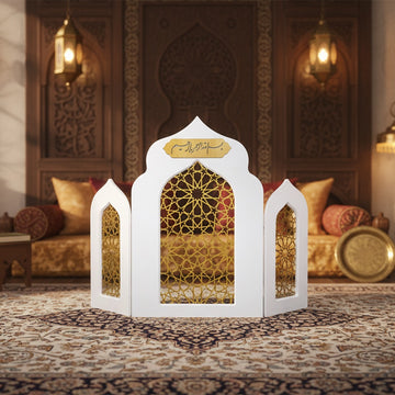 Mihrab islamique triple pliable en bois – Chef-d'œuvre pour la salle de prière