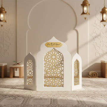 Mihrab islamique triple pliable en bois – Chef-d'œuvre pour la salle de prière
