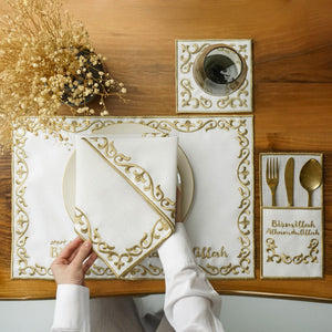 Ensemble de table Ramadan avec sets de table Bismillah et Alhamdulillah pour 6 personnes - 24 pièces
