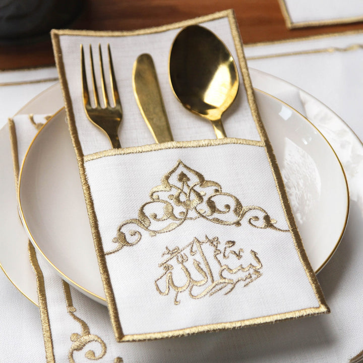 Ramadan Dining Set with Timeless Basmala Arabic Calligraphy for 6 Persons 24 Piece Set