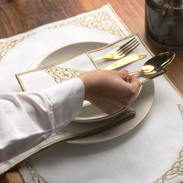 Ensemble de table Ramadan Barakah à broderie florale pour 6 personnes - 24 pièces