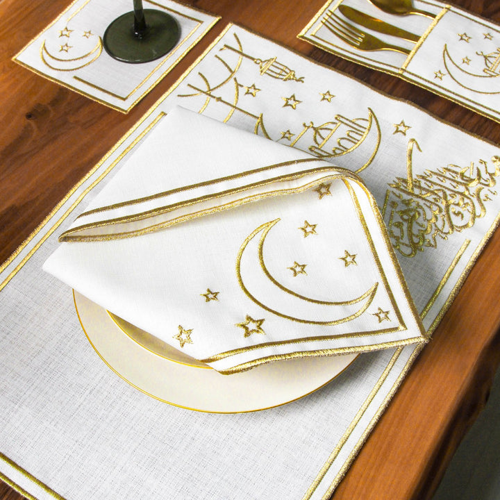 Ramadan Dining Set with Moon, Mosque & Arabic Calligraphy for 6 Persons 24 Piece Set