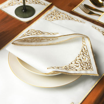 Ensemble de table Ramadan Barakah à broderie florale pour 6 personnes - 24 pièces