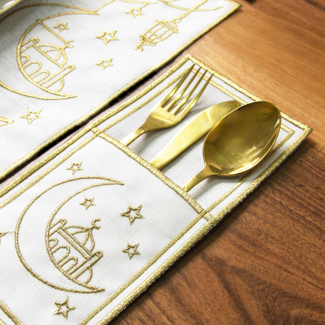 Ramadan Dining Set with Moon, Mosque & Arabic Calligraphy for 6 Persons 24 Piece Set