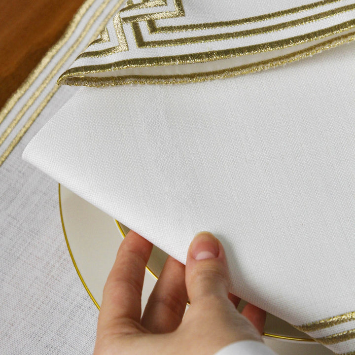 Ramadan Dining Set with Modern Geometric Meander Border for 6 Persons 24 Piece Set