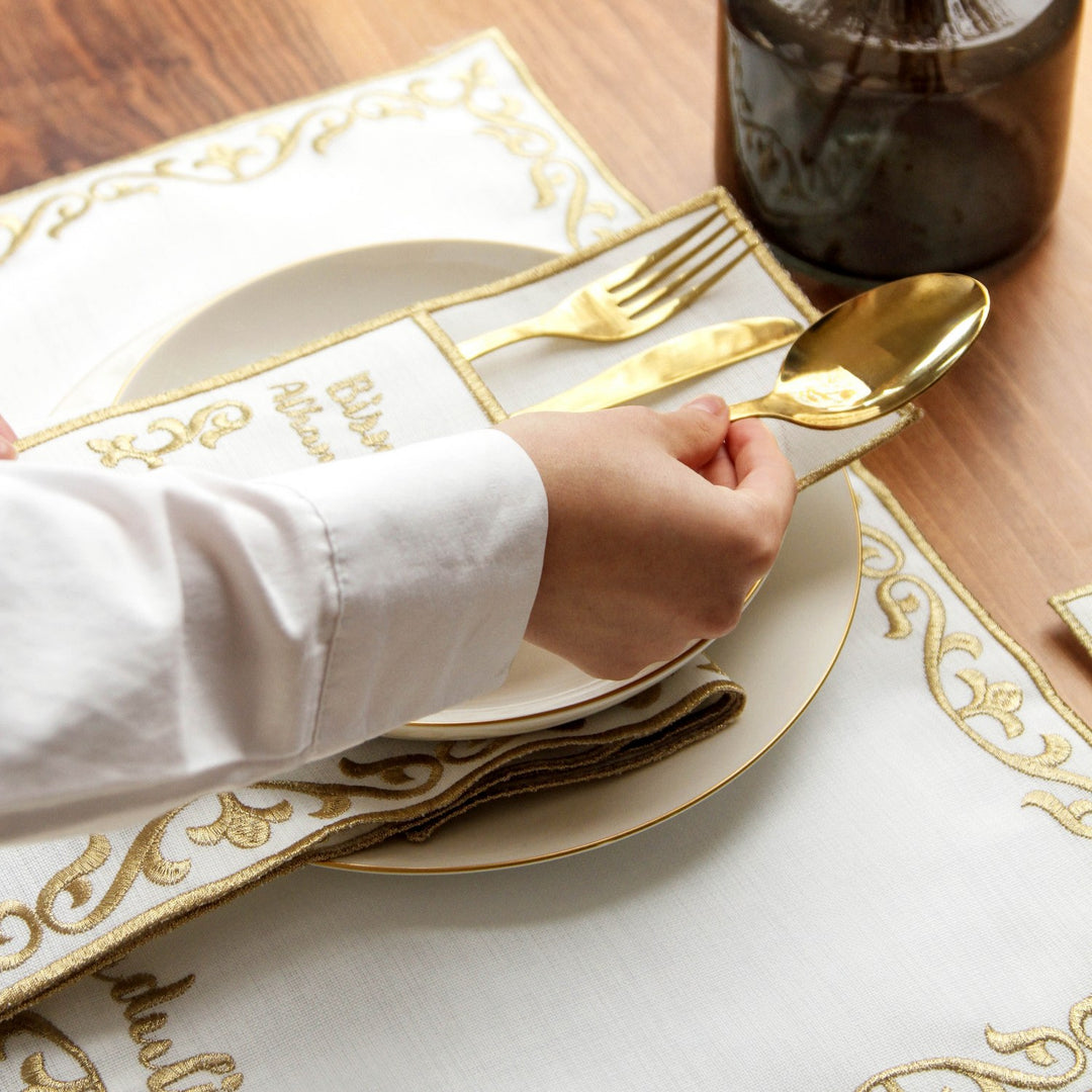 Ramadan Dining Set with Bismillah & Alhamdulillah Placemat Set for 6 Persons 24 Piece Set