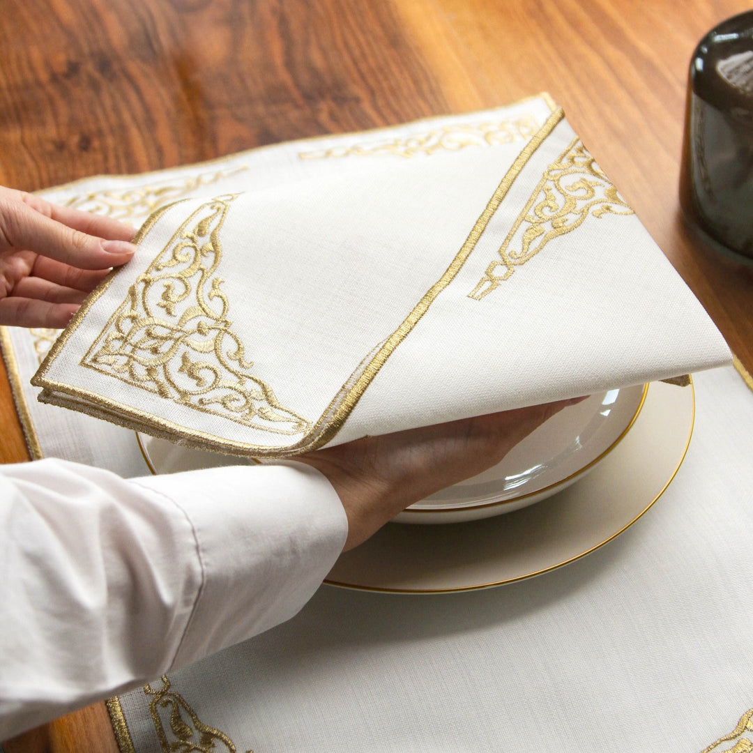 Ramadan Dining Set Barakah Floral Embroidery for 6 Persons 24 Piece Set