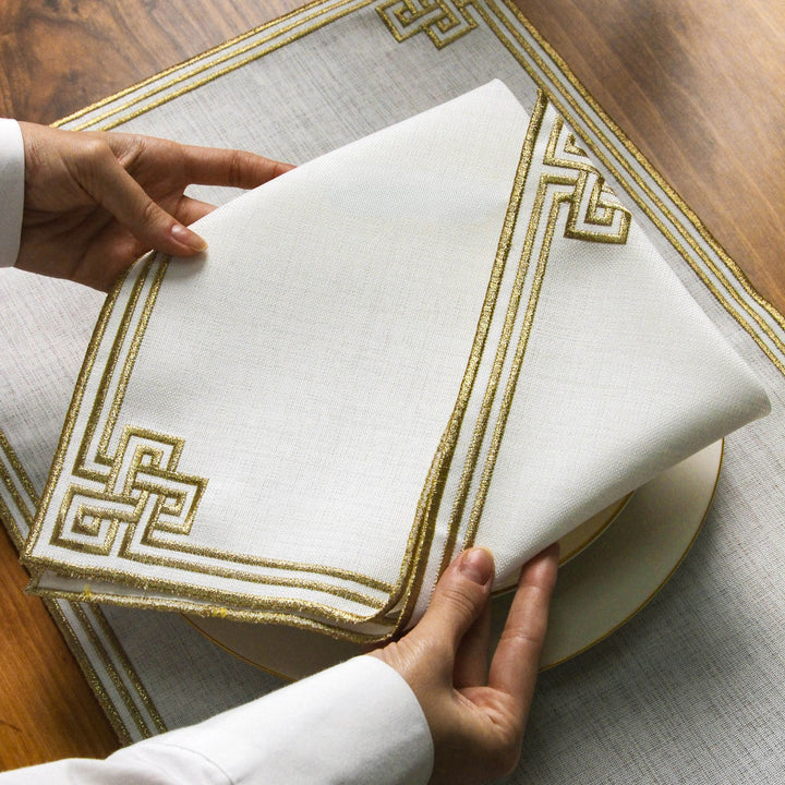 Ramadan Dining Set with Modern Geometric Meander Border for 6 Persons 24 Piece Set