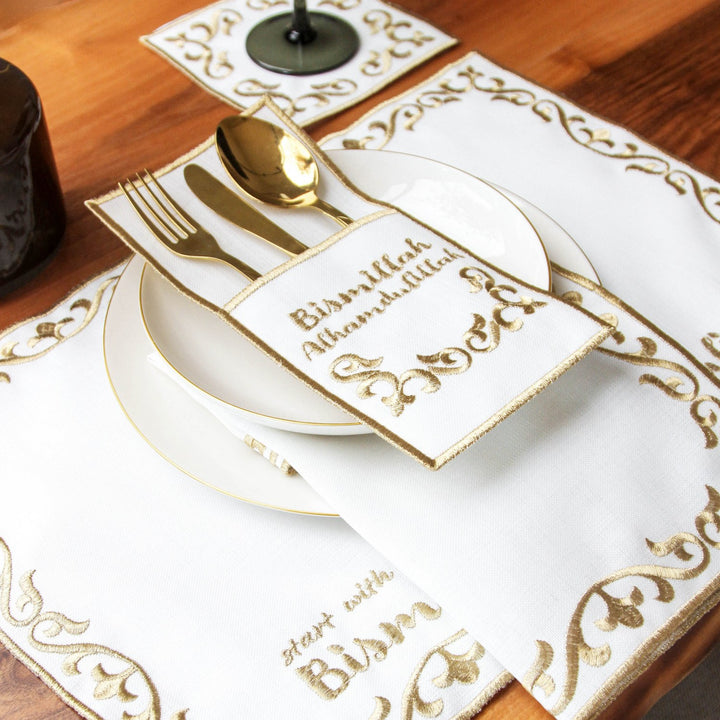 Ramadan Dining Set with Bismillah & Alhamdulillah Placemat Set for 6 Persons 24 Piece Set