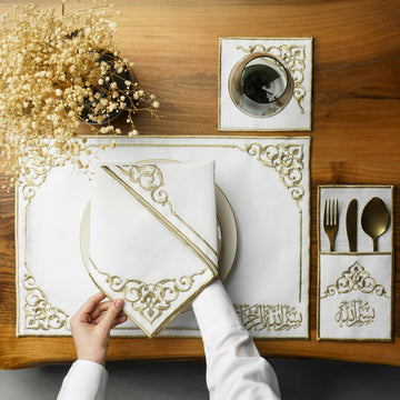 Ramadan-Tischset mit zeitloser Basmala in arabischer Kalligraphie für 6 Personen, 24-teilig