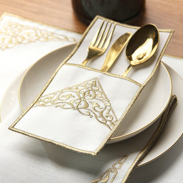 Ensemble de table Ramadan Barakah à broderie florale pour 6 personnes - 24 pièces