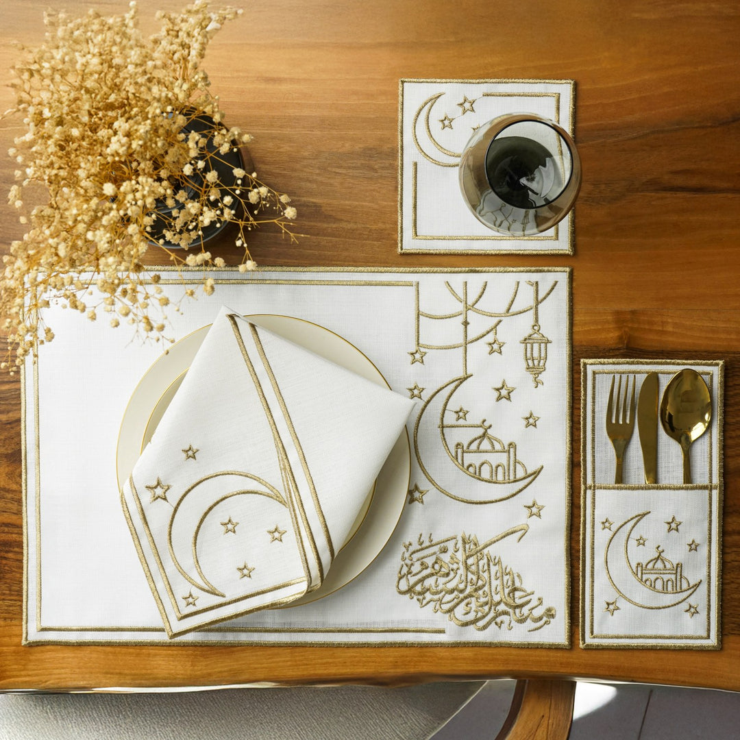 Ramadan Dining Set with Moon, Mosque & Arabic Calligraphy for 6 Persons 24 Piece Set