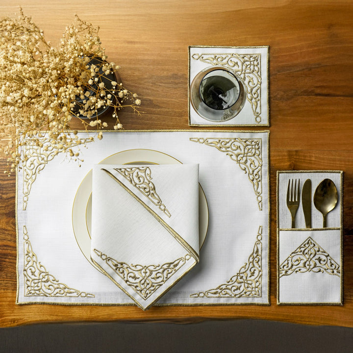 Ramadan Dining Set Barakah Floral Embroidery for 6 Persons 24 Piece Set