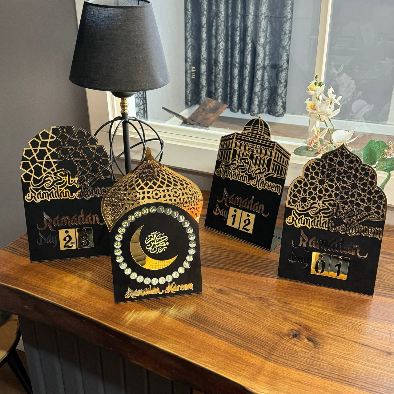 Calendario Del Ramadan In Legno Con Catena Luminosa A LED – Decorazione Islamica Fai Da Te Per La Casa