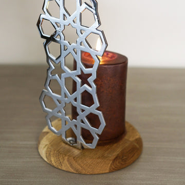 Metal Candleholder Islamic Table Decor - Geometric Design Muslim Gift