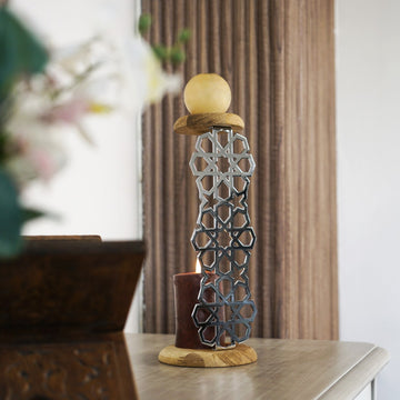 Metal Candleholder Islamic Table Decor - Geometric Design Muslim Gift