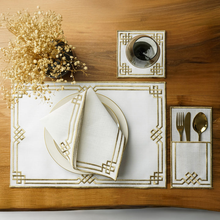 Ramadan Dining Set Eternal Knot Geometric Border for 6 Persons 24 Piece Set