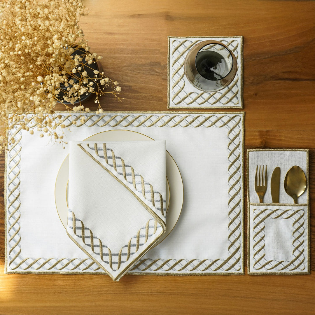 Ramadan Dining Set Eternal Weave Interlocking Border for 6 Persons 24 Piece Set