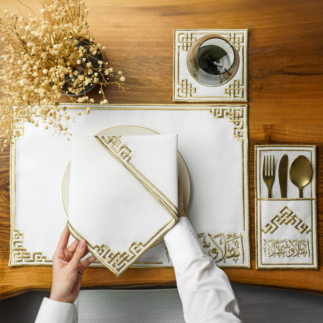 Ramadan Dining Set Ahlan wa Sahlan Welcome Calligraphy for 6 Persons 24 Piece Set