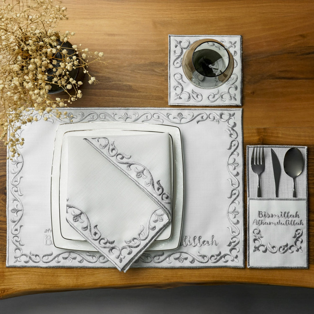 Ramadan Dining Set with Bismillah & Alhamdulillah Placemat Set for 6 Persons 24 Piece Set