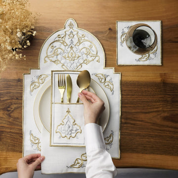 Ensemble de table Ramadan, sets de table en arche motif dôme, pour 6 personnes - 24 pièces