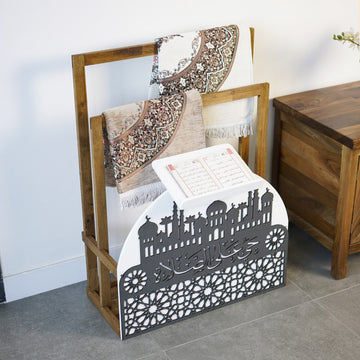 Porte-tapis de prière en bois et porte-Coran