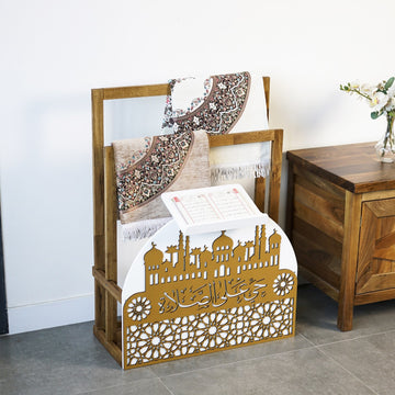 Porte-tapis de prière en bois et porte-Coran