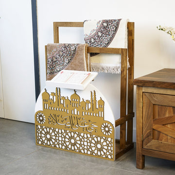 Porte-tapis de prière en bois et porte-Coran