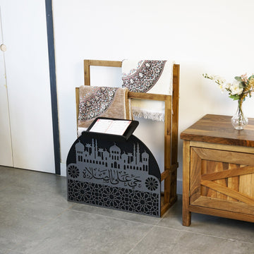 Porte-tapis de prière en bois et porte-Coran