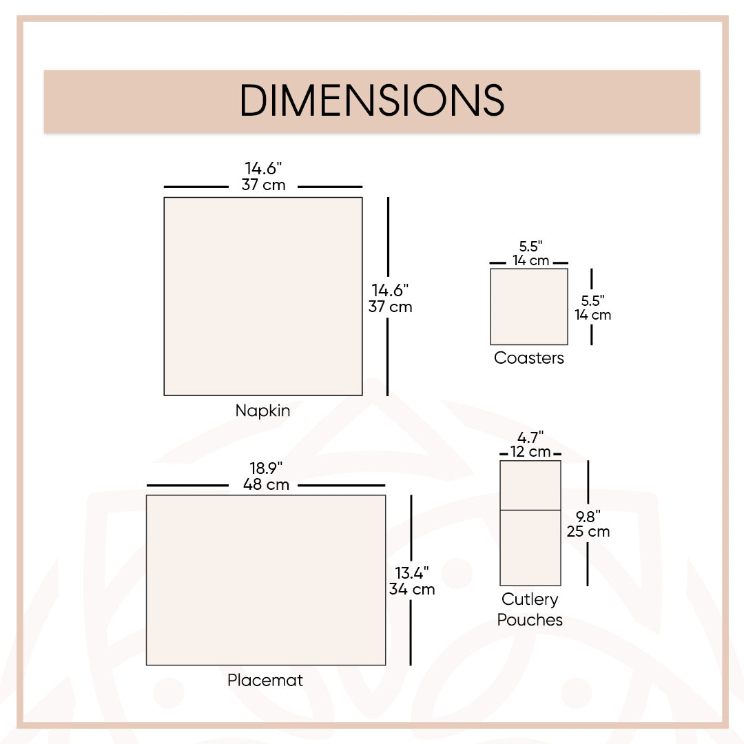 Islamic Cutlery Placemat Set for Ramadan Iftar Home Decoration Dimensions