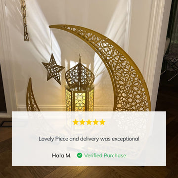 Rising Crescent & Star Ramadan Decor - Metal Islamic Home Decoration - Islamic Wall Art Store